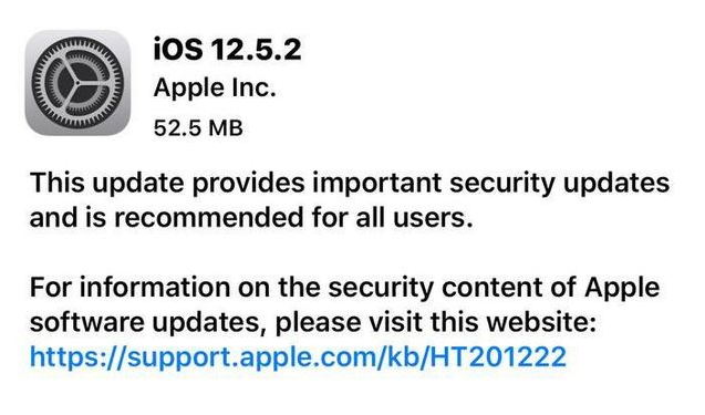 平定苹果手机维修分享iOS12.5.2发布，建议所有老苹果用户安装 